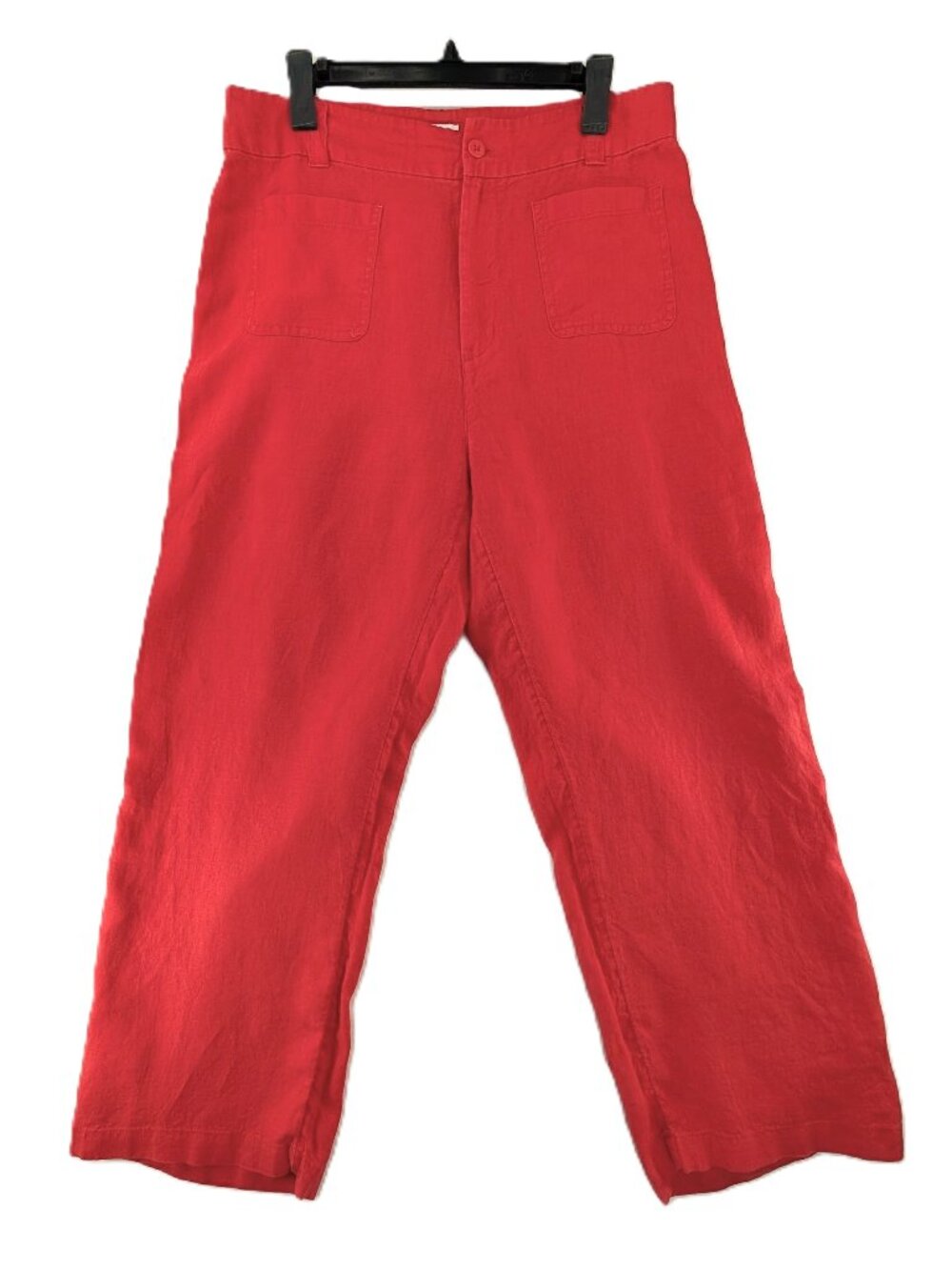 Nicole Miller Linen Ankle Pants Womens Size 12 Pockets Red Straight High Rise